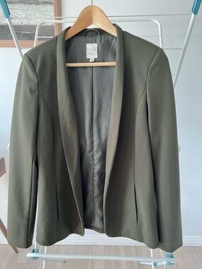 twik Olive Green Open-Front Blazer